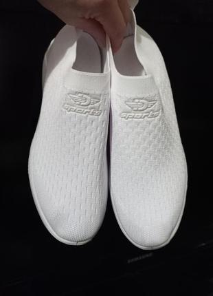 Мужские кроссовки кеды текстиль неопрен стрейч в белом цвете.3 фото