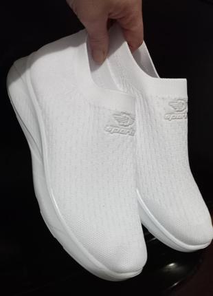 Чоловічі кросівки кеди текстиль неопрен стрейч у білому кольорі.6 фото