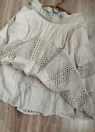 Легкая бежевая юбка blumarine из натуральных тканей5 фото