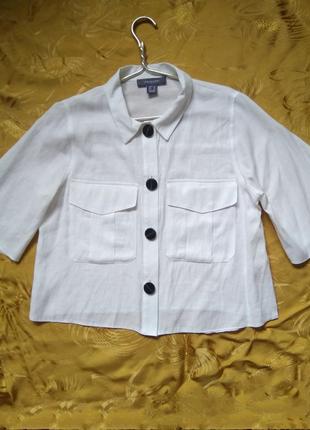 Актуальная белая блуза primark/универсальная укороченная женская блузка с карманами/50% вискоза2 фото