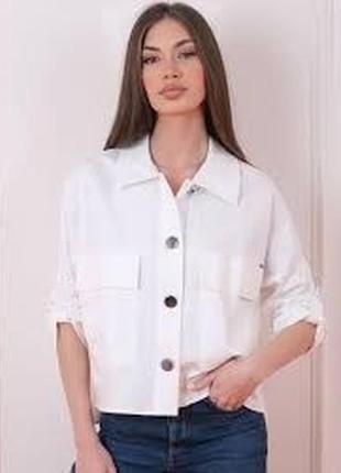 Актуальная белая блуза primark/универсальная укороченная женская блузка с карманами/50% вискоза1 фото