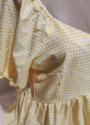 Новая легкая блузка в клетку открытые плечи 48-502 фото