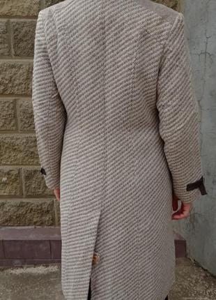 К1. шерстяное итальянское пальто твид нарядное светлое натуральных цветов  шерсть кашемир10 фото