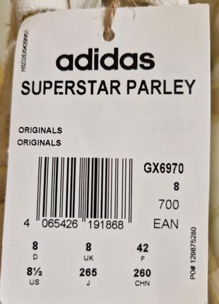 Оригінал. кросівки adidas superstar parley gx6970 р.8,5 us7 фото