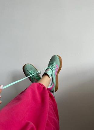 Жіночі кеди на платформі adidas gazelle bold  mint/ pink3 фото