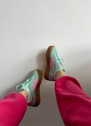 Жіночі кеди на платформі adidas gazelle bold  mint/ pink5 фото