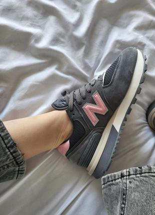 New balance 574 grey pink2 фото