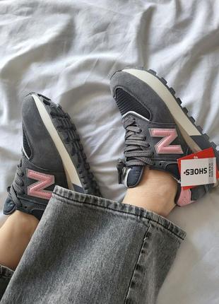 New balance 574 grey pink9 фото