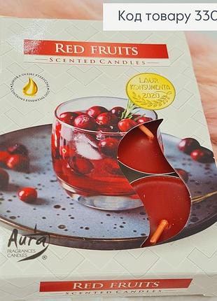 Аромасвічі таблетки, свічка із запахом червоних фруктів 6 шт/4 години горіння, свічка bispol