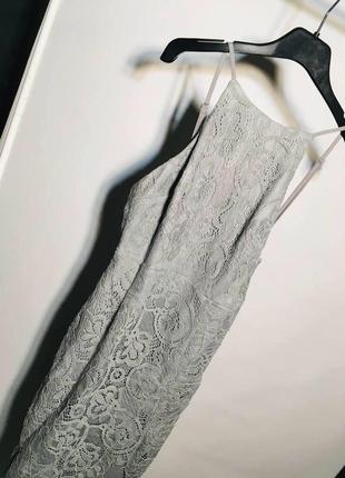 Серое элегантное кружевное платье love triangle asos4 фото