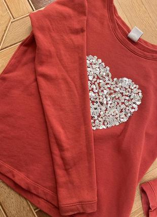 Женская кофта свитер vero moda корал пайетки сердце размер м оранжевая2 фото