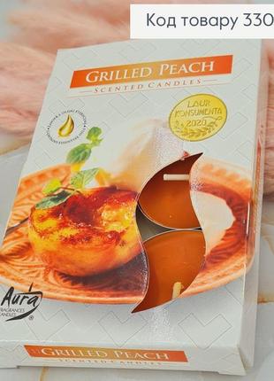 Аромасвічі таблетки, свічка із запахом персика 6 шт/4 години горіння, свічка bispol