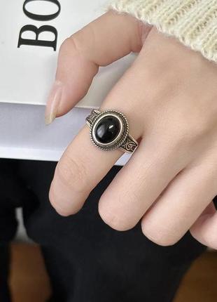 Кільце перстень срібло чорний агат silver original