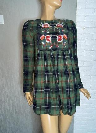 Туніка з вишивкою подовжена блуза zara, m