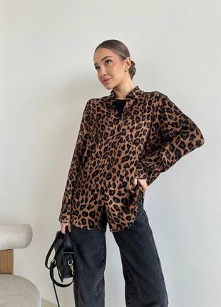Леопардова жіноча сорочка 100% віскоза, рубашка з леопардовим принтом, сорочка з анімалістичним принтом9 фото
