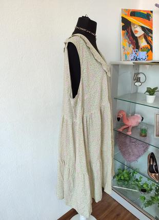 Батальна сукня трапеція ,квітковий принт з комірцем, віскоза3 фото