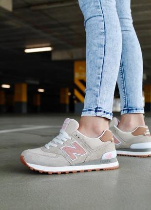 Женские кроссовки new balance 574 beige4 фото