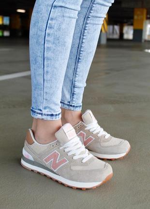 Женские кроссовки new balance 574 beige9 фото