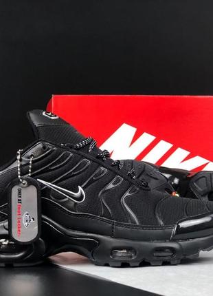 Nike air max plus tn чорні кросівки чоловічі сітка легкі текстиль текстильні весняні літні демісезонні демісезон низькі найк аір макс з балоном1 фото