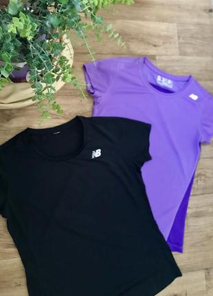 Набор футболок спортивных s m new balance чёрная и фиолетовая для бега, спорта10 фото