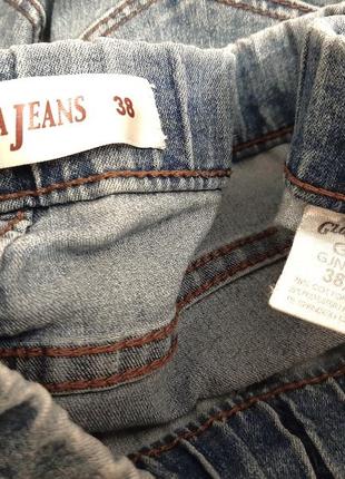 Джинсовые джеггинсы голубые стрейчевые на резинке в поясе джинсы без застёжки слим женские8 фото