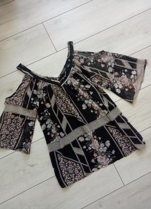 Блуза шифон открытые плечи кружево