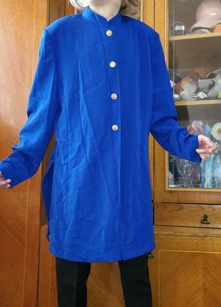 Винтажная удлинённая блуза precis windsmoor винтаж ярко синяя англия ретро5 фото