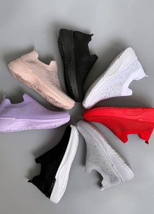 Мокасины женские белые стразы кроссовки кросы