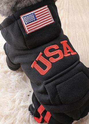 Спортивный костюм комбинезон для собак pet style "usa" черный2 фото