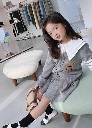 Стильний костюм спідниця та кофта машинна вʼязка весна