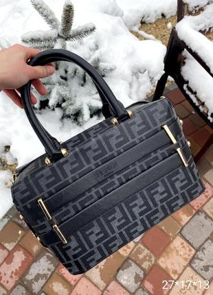 Жіноча сумка чорна бочка,  сумка з екошкіри через плече туреччина нова модель хіт 2023 під стиль fendi фенді6 фото