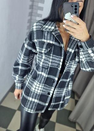 Сорочка жіноча шерсть тепла рубашка клітка4 фото