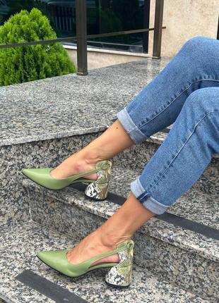 Шкіряні туфлі човники зелені оливкові + змія багато кольорів9 фото