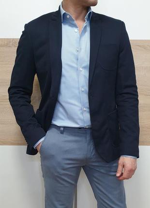 Zara - s-m  48 - піджак чоловічий синій мужской пиджак