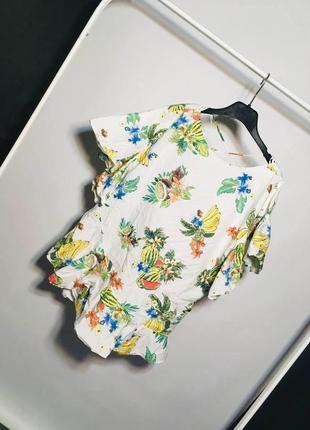 Объемная блуза с тропическим принтом zara6 фото