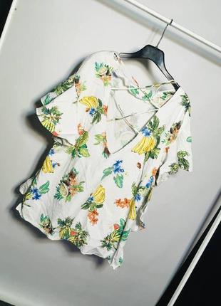 Объемная блуза с тропическим принтом zara7 фото