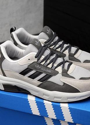 Adidas кроссовки серые, мужские, замш+сетка
