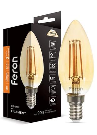 Світлодіодна лампа feron filament lb-158 6вт e14 2200k