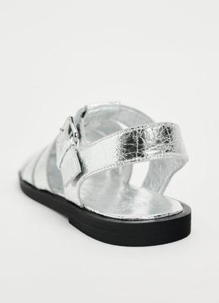 Металізовані срібні сандалі zara new2 фото