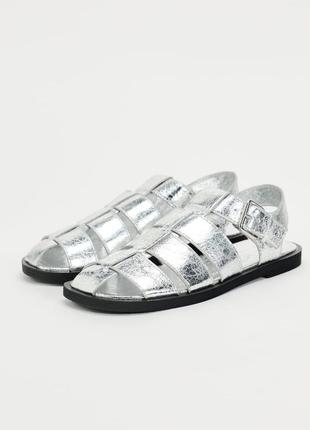 Металізовані срібні сандалі zara new1 фото