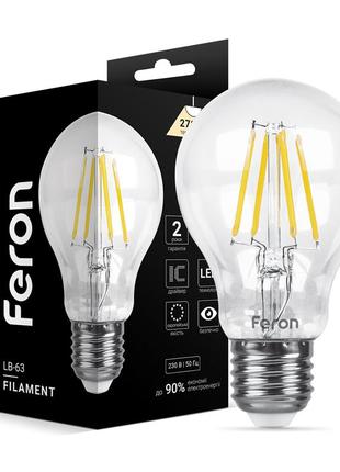 Світлодіодна лампа feron filament lb-63 8вт e27 2700k