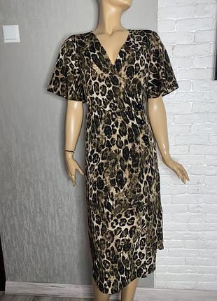 Сукня у леопардовий принт плаття на запах  на гудзиках primark, xl
