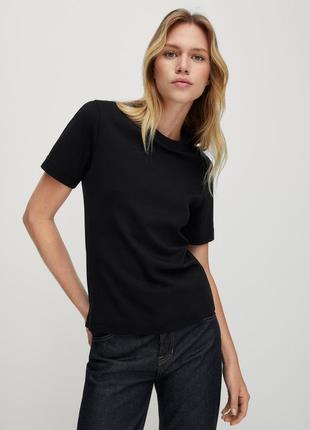 Бавовняна щільна футболка massimo dutti 6823/5401 фото