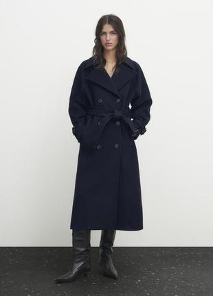 Двобортне вовняне пальто massimo dutti 6439/582