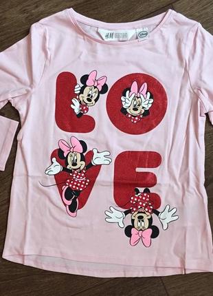 Набор регланов h&m minnie mouse disney/дисней/минни маус/топ/кофта/с блестками/ 122-128см2 фото