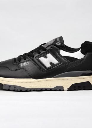 New balance  550 black and white кроссовки мужские, кожаные