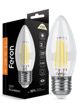 Світлодіодна лампа feron filament lb-68 4вт e27 2700k