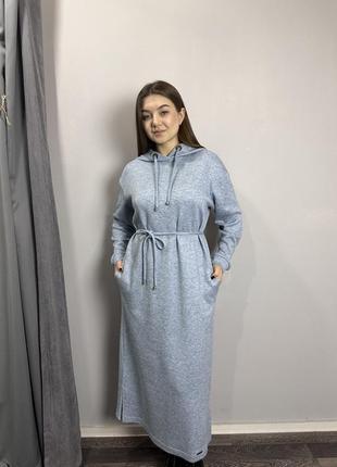 Жіноча ангорова сукня голубого кольору максі modna kazka mkjl640021-1