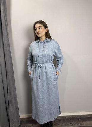 Женское ангоровое платье голубого цвета макси modna kazka mkjl640021-12 фото