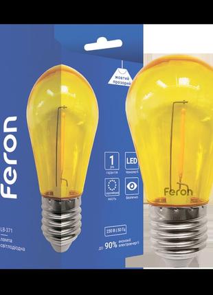 Світлодіодна декоративна лампа feron lb-371 1вт e27 жовта прозора